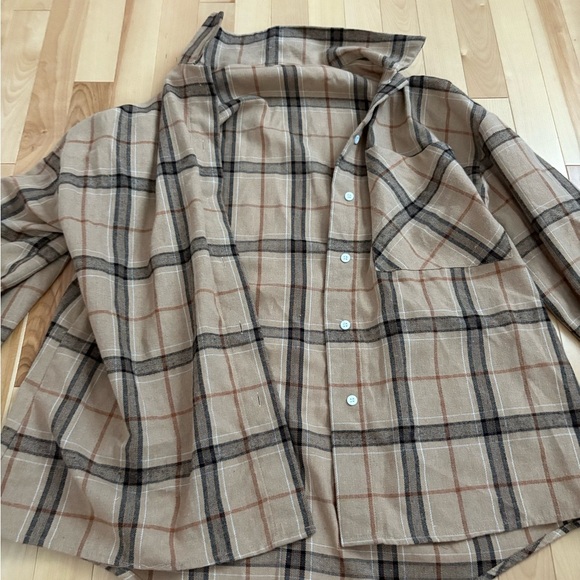 Plaid Tan and Black Fall Button Up - Picture 1 of 4